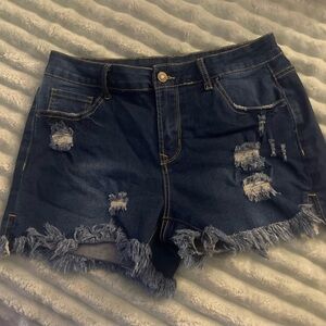 Never Worn Women’s Distressed Dark Blue Denim Shorts